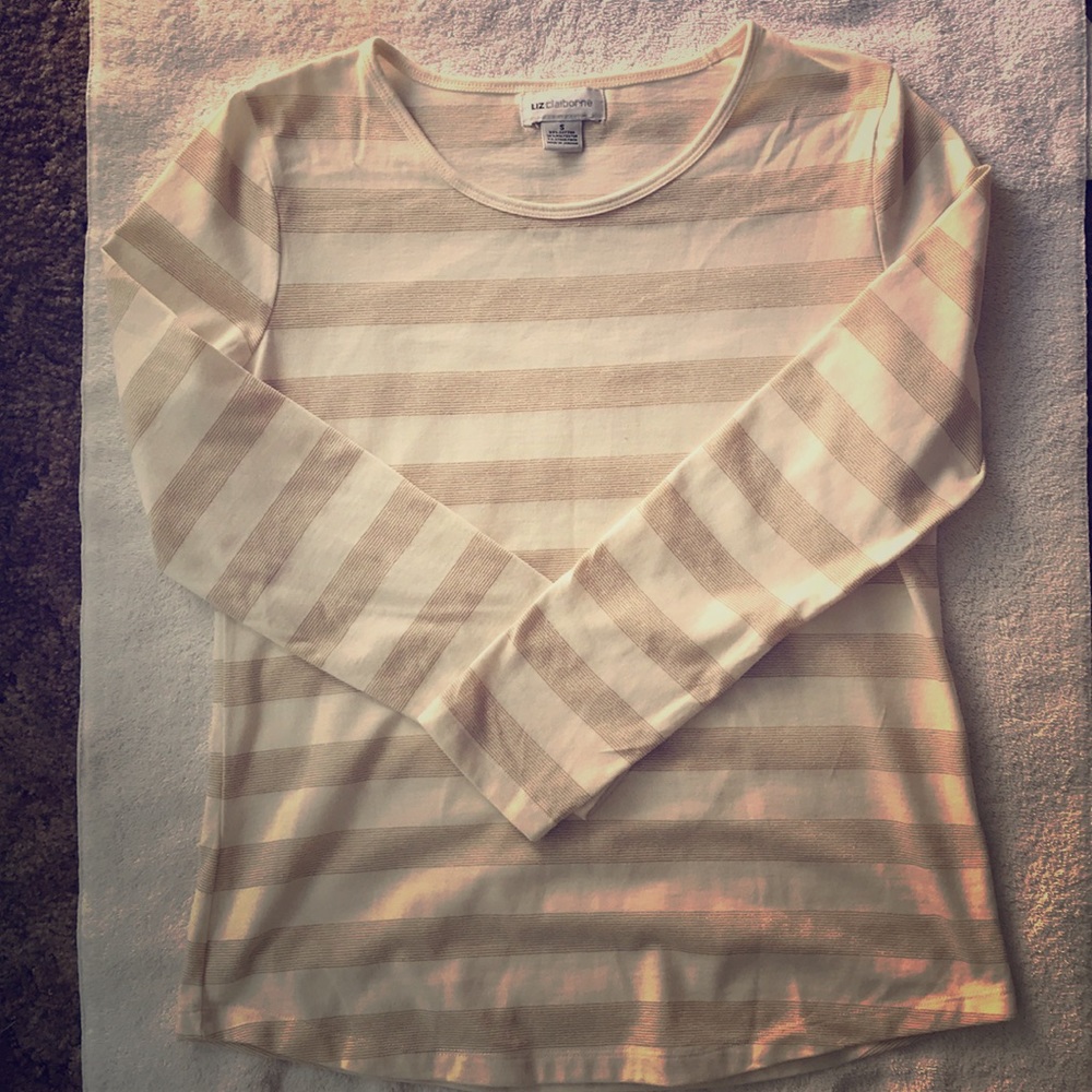 Liz Claiborne top gold white